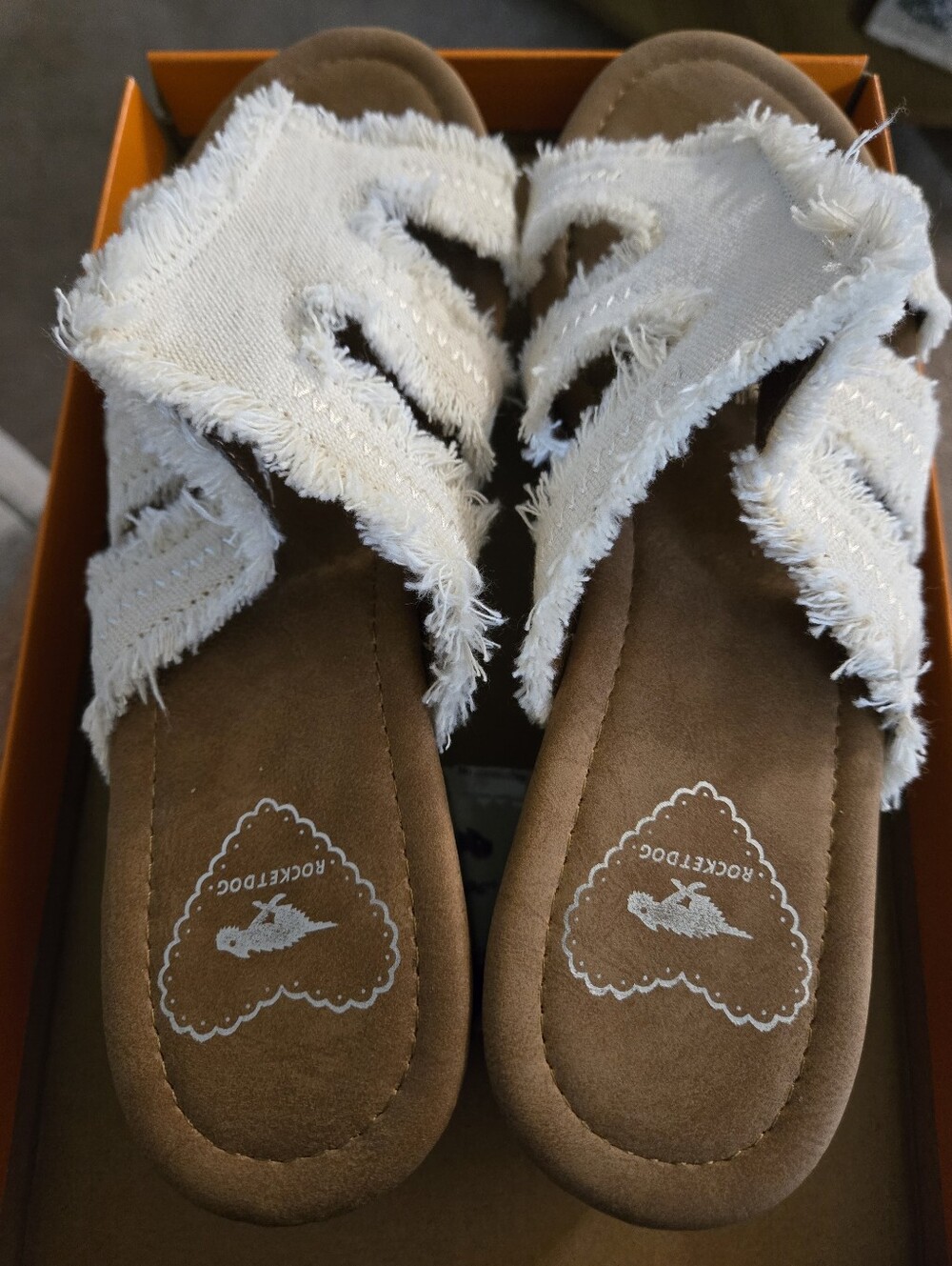 White Distressed Strap Slide Sandals